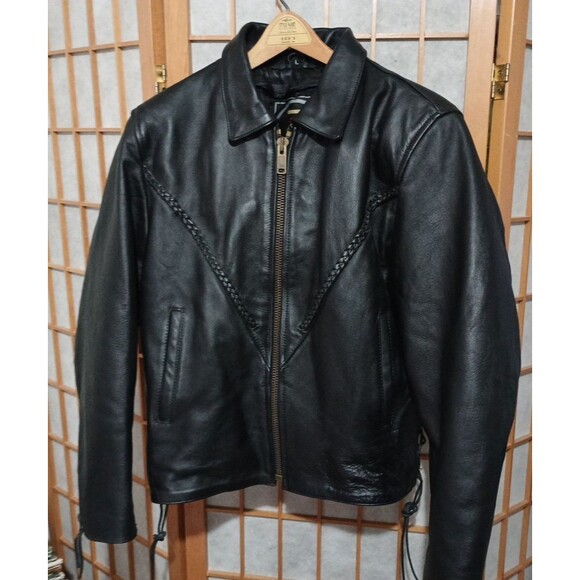 Vintage Zony Inc Black Leather Motorcycle Jacket w/ Removable Liner – Mens Large - Picture 1 of 16